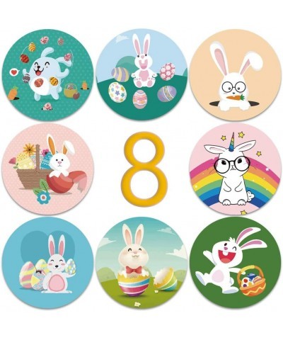 500pcs 1 Inch Easter Stickers Happy Easter Bunny Rabbit Eggs Stickers 8 Patterns Easter Theme Roll Stickers for Kids Easter A...