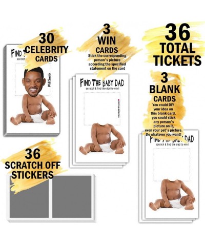 Baby Shower Games – Find the Baby Dad Scratch Off Celebrity Cards Baby Shower Party Games Supplies – 36 Cards(BA02-heiR) $26....