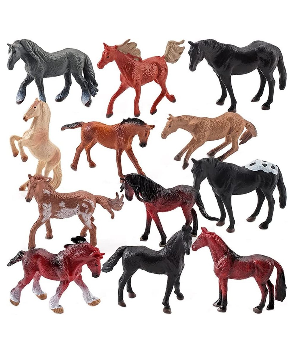 24 Pieces Horse Figurines Realistic Plastic Horse Miniature Horse for Animal Collection Mini Farm Grassland Decoration $29.66...