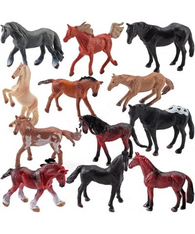 24 Pieces Horse Figurines Realistic Plastic Horse Miniature Horse for Animal Collection Mini Farm Grassland Decoration $29.66...