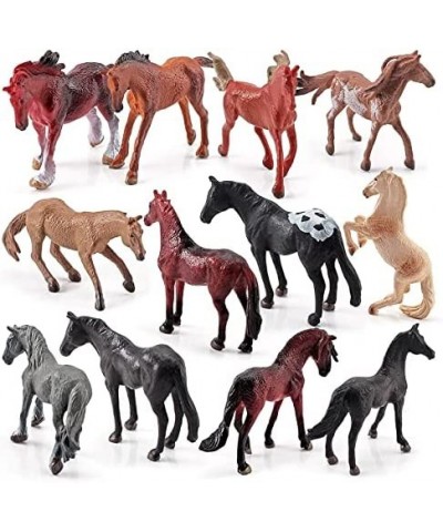 24 Pieces Horse Figurines Realistic Plastic Horse Miniature Horse for Animal Collection Mini Farm Grassland Decoration $29.66...