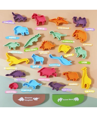 24PCS Dinosaur Stacking Toy Game for Kids 2 Sets in 1 Montessori Learning Balance Building Blocks Educational STEM Toy with S...