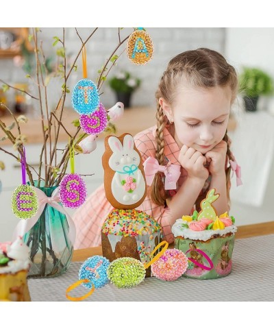 9 Pieces DIY Easter Egg Easter Craft Sequin Ornaments Kits Easter DIY Sequin Egg Ornaments Hanging Egg Sequin Kits Colorful E...