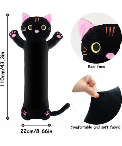 Cat Plush Long Pillow Black Doll Cartoon Body Sleeping Hugging Long Pillows Kitten Stuffed Toy Home Sofa Cushion Decor 43 inc...