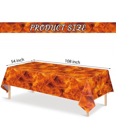 3 Packs Fire Tablecloths Flame Plastic Table Covers Fire Flame Rectangle Disposable Tablecloths Decorations for Picnic Home O...