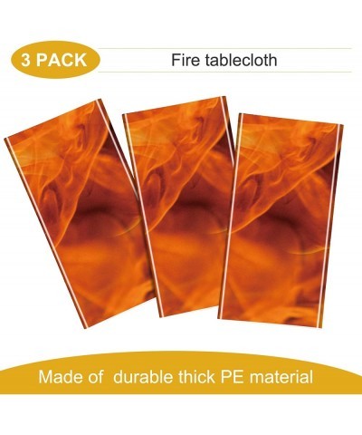 3 Packs Fire Tablecloths Flame Plastic Table Covers Fire Flame Rectangle Disposable Tablecloths Decorations for Picnic Home O...