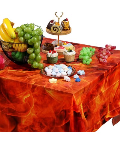 3 Packs Fire Tablecloths Flame Plastic Table Covers Fire Flame Rectangle Disposable Tablecloths Decorations for Picnic Home O...