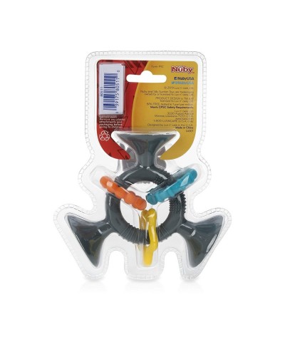 Silly Three Prong Interactive Suction Toy with Colorful Rings Gray $16.82 Bathtub Toys