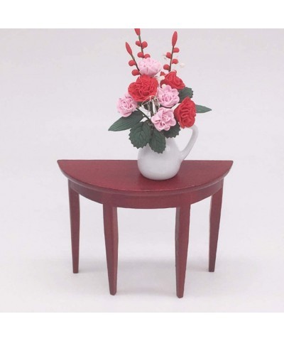 Miniature Wood Side Table Dollhouse Tea Table Half- Round Table Model 1: 12 Scale Miniature Accessories for DIY Dollhouse Fur...