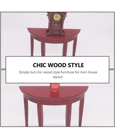 Miniature Wood Side Table Dollhouse Tea Table Half- Round Table Model 1: 12 Scale Miniature Accessories for DIY Dollhouse Fur...