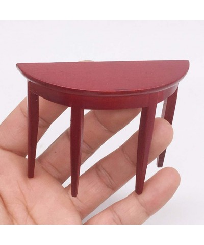 Miniature Wood Side Table Dollhouse Tea Table Half- Round Table Model 1: 12 Scale Miniature Accessories for DIY Dollhouse Fur...