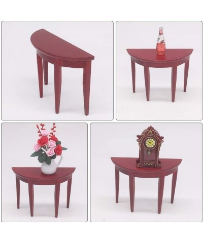 Miniature Wood Side Table Dollhouse Tea Table Half- Round Table Model 1: 12 Scale Miniature Accessories for DIY Dollhouse Fur...