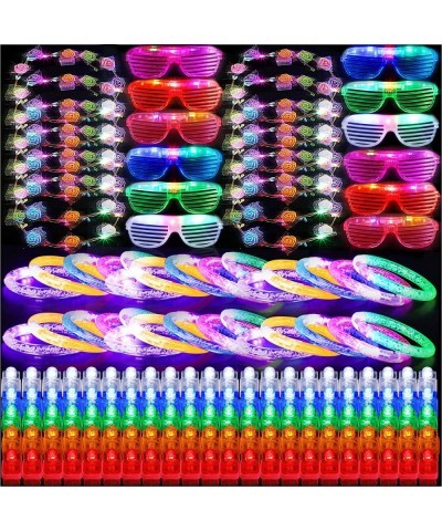 175 Pieces LED Light Up Toys Glow in The Dark Party Supplies Include LED Flashing Glasses Flower Headband Crown Bracelets Fin...