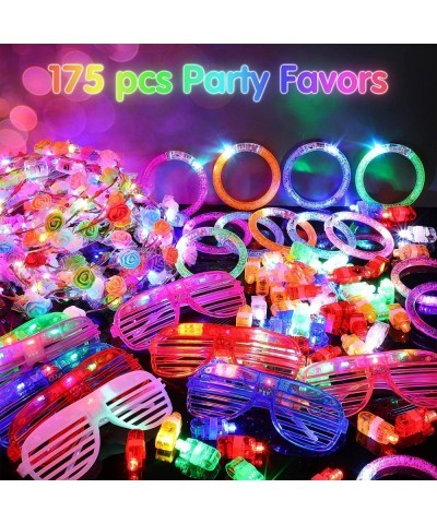 175 Pieces LED Light Up Toys Glow in The Dark Party Supplies Include LED Flashing Glasses Flower Headband Crown Bracelets Fin...