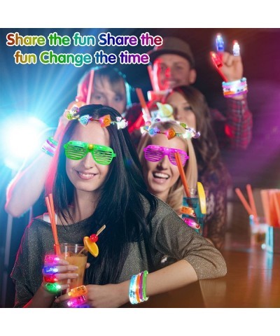 175 Pieces LED Light Up Toys Glow in The Dark Party Supplies Include LED Flashing Glasses Flower Headband Crown Bracelets Fin...