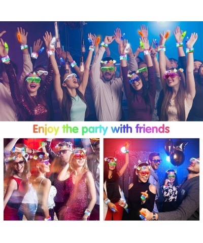 175 Pieces LED Light Up Toys Glow in The Dark Party Supplies Include LED Flashing Glasses Flower Headband Crown Bracelets Fin...