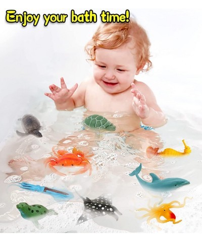 Ocean Sea Animals Toys 12 Pack Large Deep Sea Animals Figures Toys Set Realistic Soft Plastic Bath Toy for Toddlers Kids Chil...