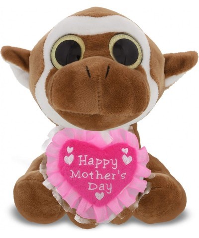 Happy Mother's Day Super Soft Sparkling Big Eye Monkey Plush - Cute Stuffed Animal with Pink Heart Message for Best Mommy Gra...