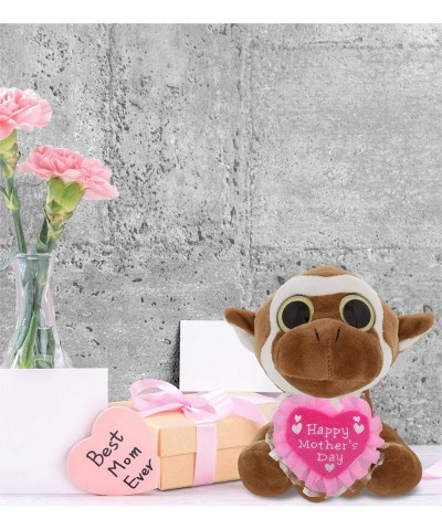 Happy Mother's Day Super Soft Sparkling Big Eye Monkey Plush - Cute Stuffed Animal with Pink Heart Message for Best Mommy Gra...