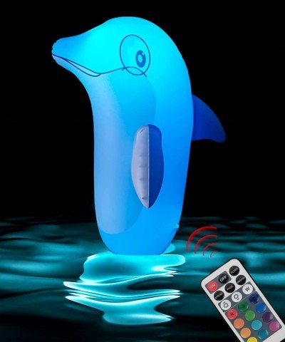 25'' Light Up Pool Toys for Kids Adults Inflatable Dolphin Stand Up on Water Land with Tumbler Design / LED & Remote / 13 Col...