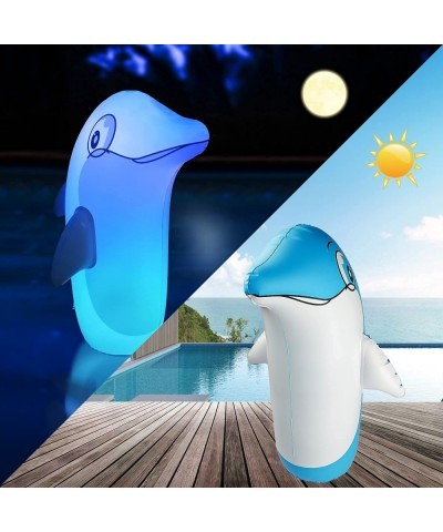 25'' Light Up Pool Toys for Kids Adults Inflatable Dolphin Stand Up on Water Land with Tumbler Design / LED & Remote / 13 Col...