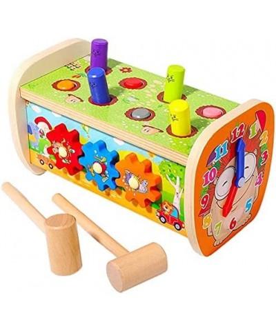 Wood Pounding Bench Hammer Toy with Gears Clock Sliding Mirror Preschool Early Learning Toy for Boys and Girls $18.30 Early D...