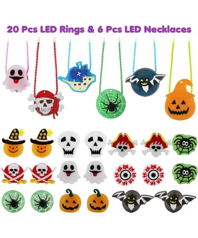 74 PCS Halloween Party Favors 26 PCS LED Flash Rings Light Up Necklaces & 48 PCS Slap Bracelets Glow in the Dark Halloween Pa...