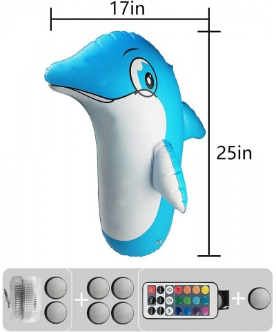 25'' Light Up Pool Toys for Kids Adults Inflatable Dolphin Stand Up on Water Land with Tumbler Design / LED & Remote / 13 Col...