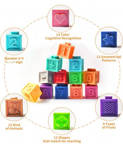 12PCS Baby Blocks Soft Building Blocks for Baby Toys Montessori Sensory Infant Bath ToysTeethers Toy for Toddlers Babies 6 9 ...