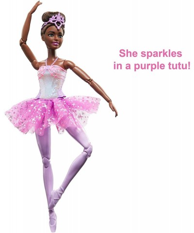 Doll Magical Ballerina Doll Black Hair Light-Up Feature Tiara and Purple Tutu Ballet Dancing Poseable Kids Toys $41.15 Dolls