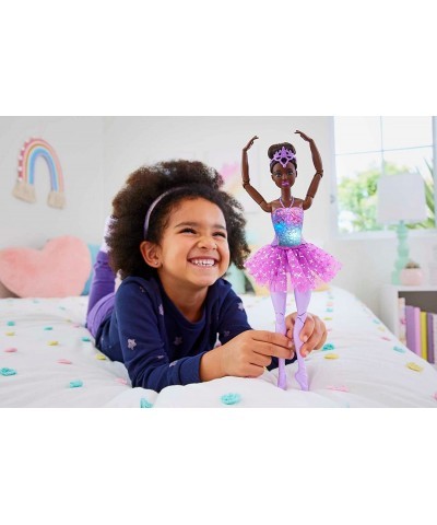 Doll Magical Ballerina Doll Black Hair Light-Up Feature Tiara and Purple Tutu Ballet Dancing Poseable Kids Toys $41.15 Dolls