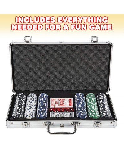 Poker Set in Aluminum Case Casino Poker chip Kit with 300 Chips 2 Decks of Playing Cards 5 Dice and 1 Deluxe Case Fun Game Ni...