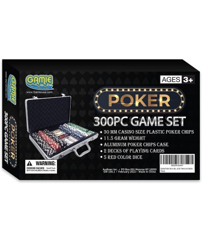 Poker Set in Aluminum Case Casino Poker chip Kit with 300 Chips 2 Decks of Playing Cards 5 Dice and 1 Deluxe Case Fun Game Ni...