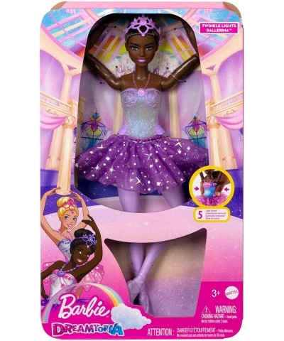 Doll Magical Ballerina Doll Black Hair Light-Up Feature Tiara and Purple Tutu Ballet Dancing Poseable Kids Toys $41.15 Dolls