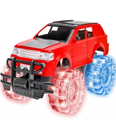 Light Up Red Monster Truck Toy 1 Piece 8 Inch Toy Monster Truck with Flashing LED Tires and Batteries Push n Go Car Toys for ...