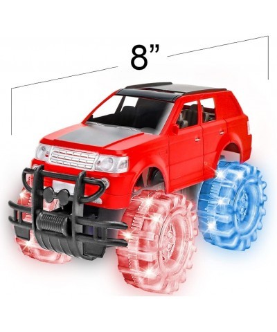 Light Up Red Monster Truck Toy 1 Piece 8 Inch Toy Monster Truck with Flashing LED Tires and Batteries Push n Go Car Toys for ...