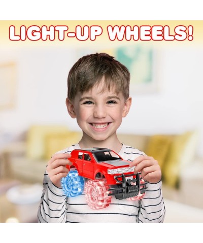 Light Up Red Monster Truck Toy 1 Piece 8 Inch Toy Monster Truck with Flashing LED Tires and Batteries Push n Go Car Toys for ...