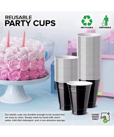 16-Ounce Plastic Party Cups Disposable Plastic Cups - Recyclable - Blue Cups with Fill Lines - Reusable Plastic Cups for Drin...