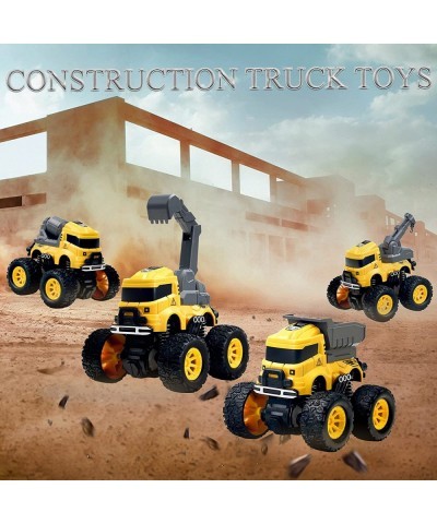 Construction Truck Toys - 4 Pack Excavator Mixer Crane Dump Trucks Push and Go Friction Powered Cars Monster Stunt Vehicles P...