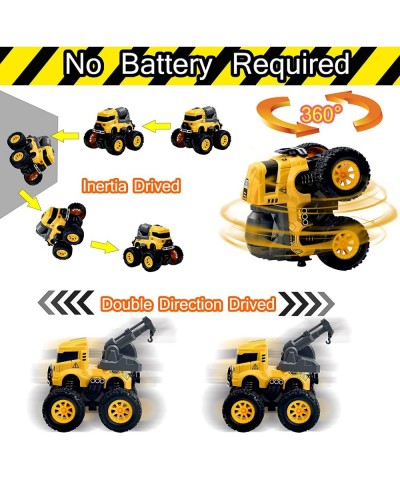 Construction Truck Toys - 4 Pack Excavator Mixer Crane Dump Trucks Push and Go Friction Powered Cars Monster Stunt Vehicles P...