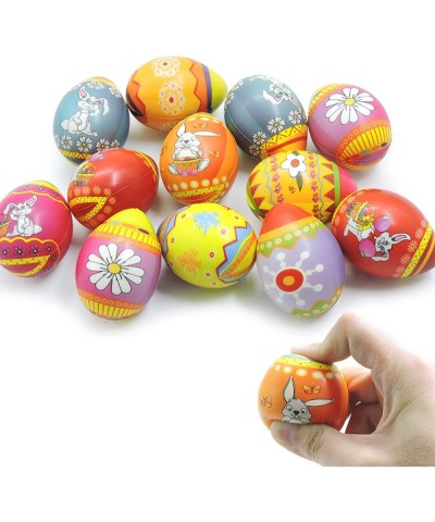 12pcs Easter Decorations Egg Colorful Soft Bunny Eggs Squishy Stress Ball Fidgets Toys Surprise Eggs Hunt Squeeze Toys Gift f...