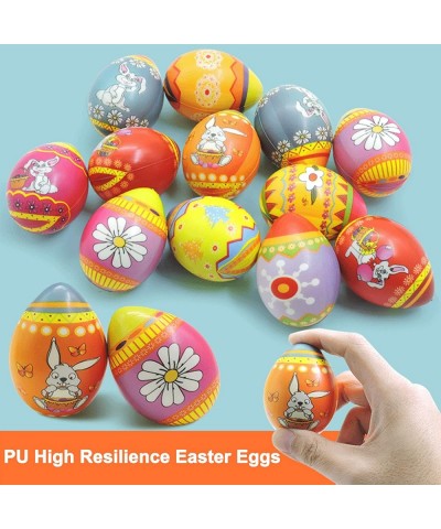 12pcs Easter Decorations Egg Colorful Soft Bunny Eggs Squishy Stress Ball Fidgets Toys Surprise Eggs Hunt Squeeze Toys Gift f...