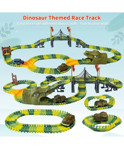 Dinosaur World Race Track Toys - 216pcs Flexible Track Playset with 1 Dinosaur Car 1 Race Car 6 Dino Toys for Kids 3 4 5 6 Ye...