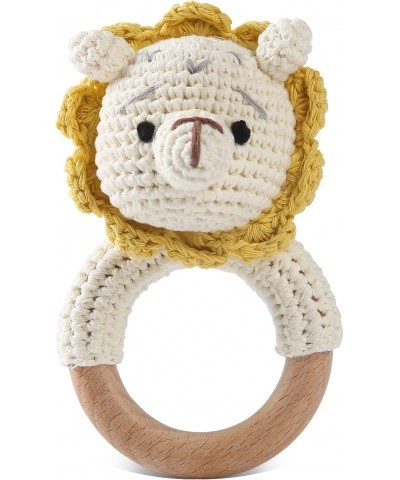 Wooden Baby Rattle Crochet Lion Baby Toys Handmade Newborn Toy Early Development Grips Stuffed Animal Organic Rattle $28.24 B...