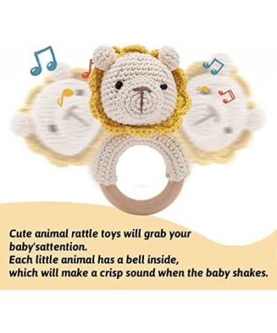 Wooden Baby Rattle Crochet Lion Baby Toys Handmade Newborn Toy Early Development Grips Stuffed Animal Organic Rattle $28.24 B...