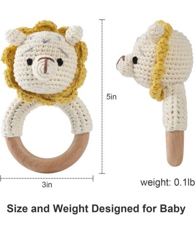 Wooden Baby Rattle Crochet Lion Baby Toys Handmade Newborn Toy Early Development Grips Stuffed Animal Organic Rattle $28.24 B...