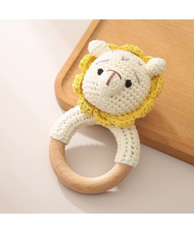 Wooden Baby Rattle Crochet Lion Baby Toys Handmade Newborn Toy Early Development Grips Stuffed Animal Organic Rattle $28.24 B...