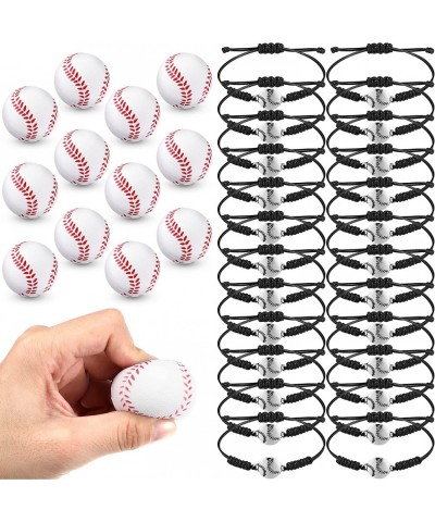 36 Pieces Ball Party Favor Set 24 Adjustable Baseball Rugger Soccer Bracelet Inspirational Sport Wristbands 12 Pcs Sports Str...