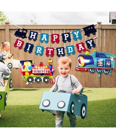 Train 2nd Birthday Party Decorations Supplies for 2 Year Old Boy - Choo Choo Im Two Balloons Happy Birthday Banner for Chugga...