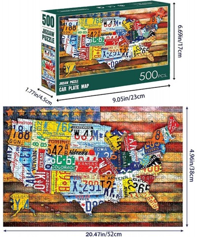 500-piece Wooden Jigsaw Puzzle in car-Plate map Pattern Recommended for Adults and Children as an Intellectual DIY Game and a...